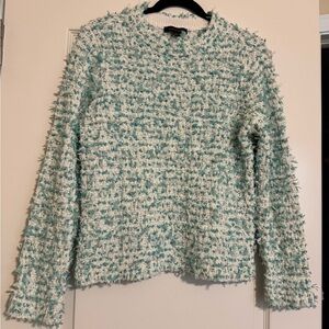 Ann Taylor Textured Knit Sweater in Aqua and White